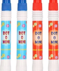 Merkloos 4x Bingostiften - 2x Stuks In De Kleuren Rood En Blauw - Bingo Spel Markeerstiften