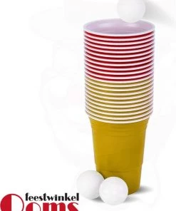 Ooms Feestwinkel American Beer Pong Set Rood/Goud -actiespellen Verkoop 550x698 1