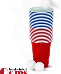 Ooms Feestwinkel American Beer Pong Set Rood/Blauw