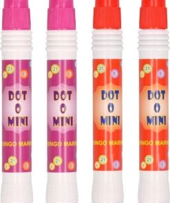 Merkloos 4x Bingostiften - 2x Stuks In De Kleuren Rood En Paars - Bingo Spel Markeerstiften