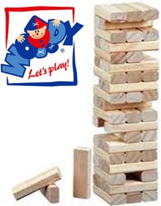 Woody - Stapeltoren Hout 48 Stukjes - Jengaspel 4 Woody - Stapeltoren Hout 48 Stukjes - Jengaspel - Afbeelding 2