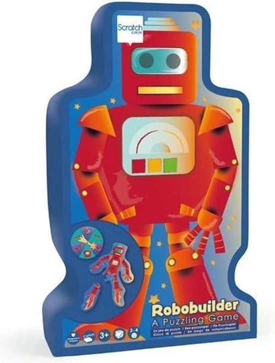 Scratch Vormenpuzzel Robobuilder Junior Hout 4 Stukjes 8 Scratch Vormenpuzzel Robobuilder Junior Hout 4 Stukjes - Afbeelding 6