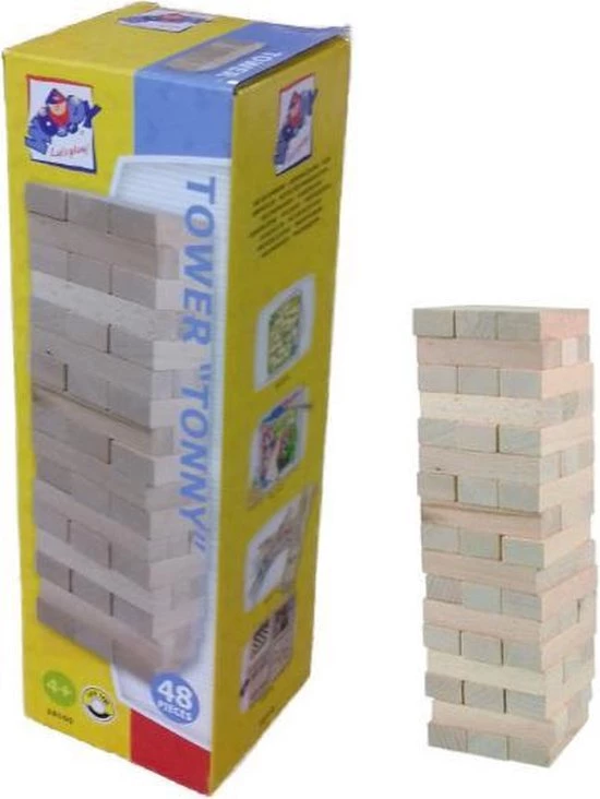 Woody - Stapeltoren Hout 48 Stukjes - Jengaspel 5 Woody - Stapeltoren Hout 48 Stukjes - Jengaspel - Afbeelding 3